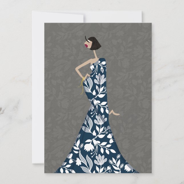 Cartes d'art d'illustration de mode florale bleue  (Devant)