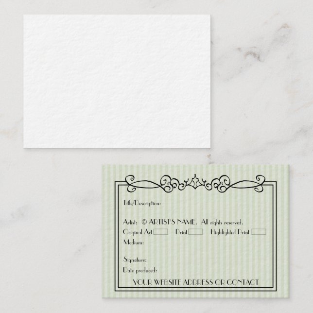 Cartes d'art miniature Blank ACEO de l'artiste ave (Devant / Derrière)