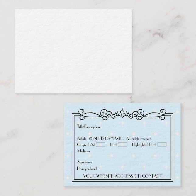 Cartes d'art miniature Blank ACEO de l'artiste ave (Devant / Derrière)