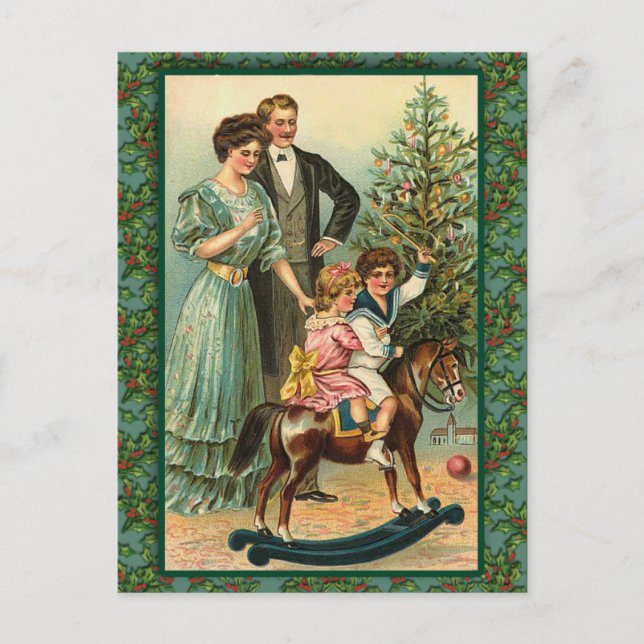 Cartes d'art Vintages de Noël Rocse Horse (Devant)