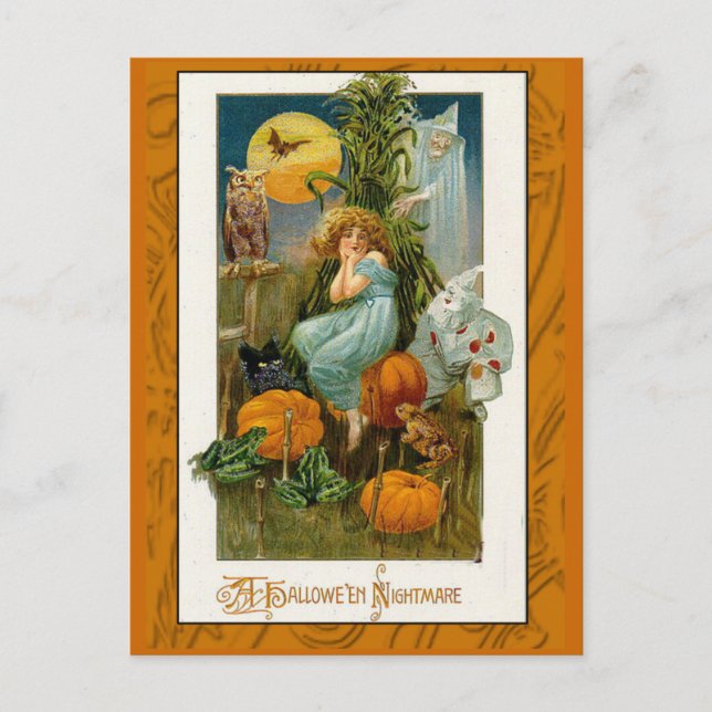 Cartes d'art Vintages pour la nuit d'Halloween (Devant)