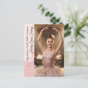 Cartes d'autographe de ballet photo pailletée rose