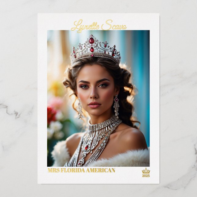 Cartes d'autographe de concours de beauté en feuil (Recto)