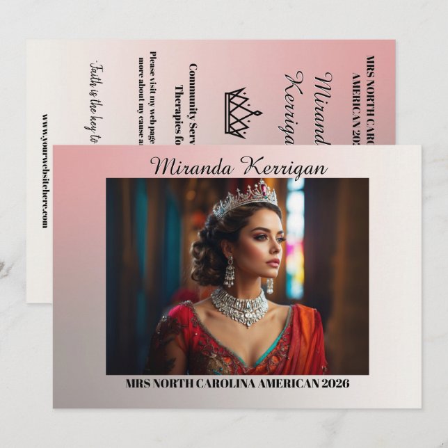 Cartes d'autographe de concours de beauté Rose Gla (Devant / Derrière)