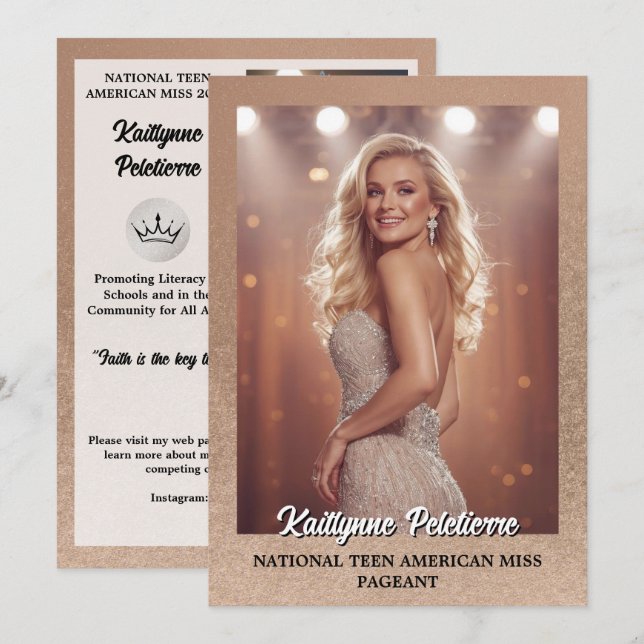 Cartes d'autographe de concours Rose Gold Foil (Devant / Derrière)