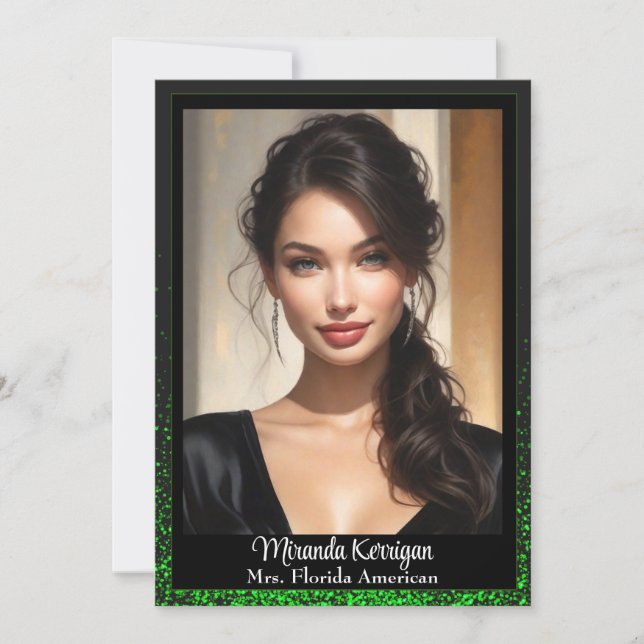 Cartes d'autographe de concours Vert Pailleté Étin (Devant)