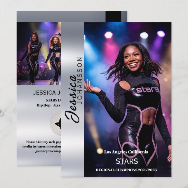 Cartes d'autographe d'équipe de danse de studio (Devant / Derrière)