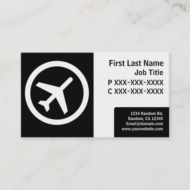 Cartes d'avion simples en noir (Devant)