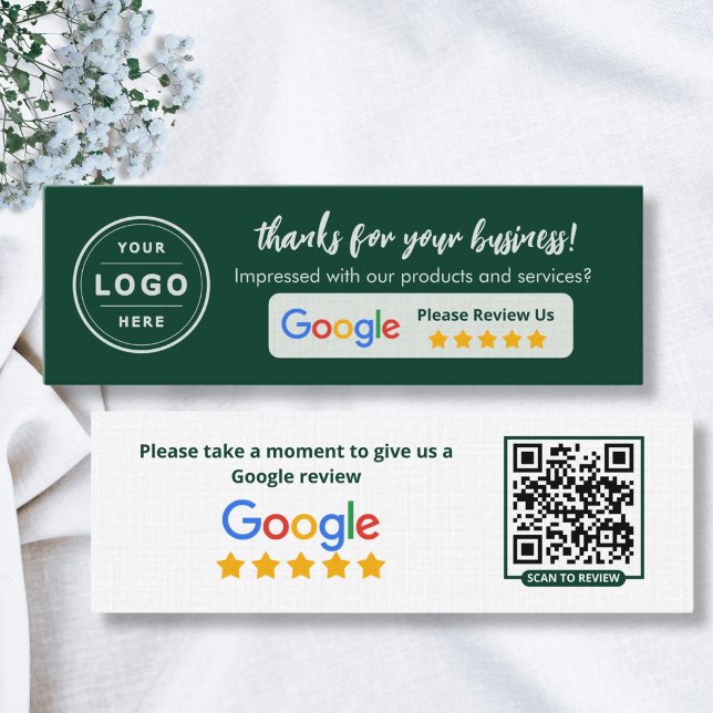 Cartes d'avis Google Emerald Green (Business feedback review business cards)