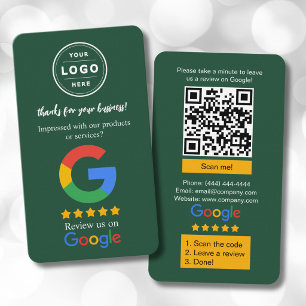 Cartes d'avis Google My Business avec logo et QR C