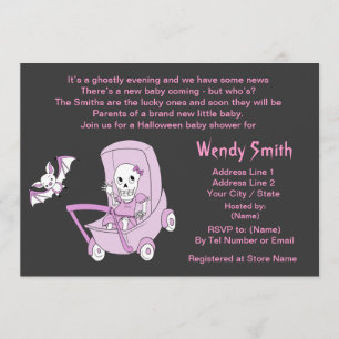 Cartes d'Baby shower pour petites filles Skeleton