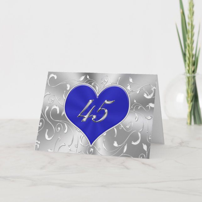 Cartes de 45e anniversaire de mariage bleu bon mar (Devant)