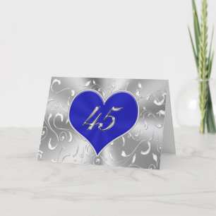 Cartes de 45e anniversaire de mariage bleues pas c