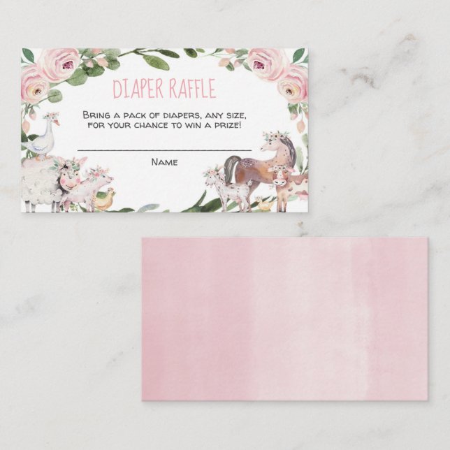 Cartes de baby shower de tombola pour les filles d (Devant / Derrière)