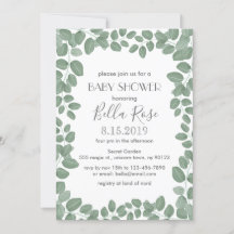 Cartes de Baby shower Eucalyptus Vert