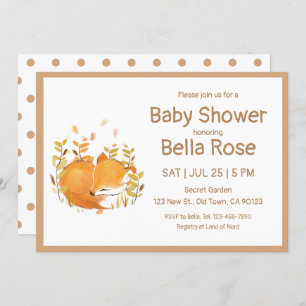 Cartes de Baby shower Fox Cub dormant