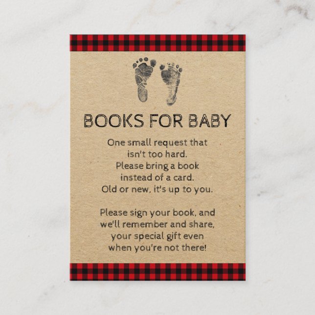 Cartes de Baby Shower Lumberjack Bring A Book (Devant)