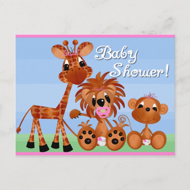 Cartes de Baby shower Zoo Animaux (Devant)