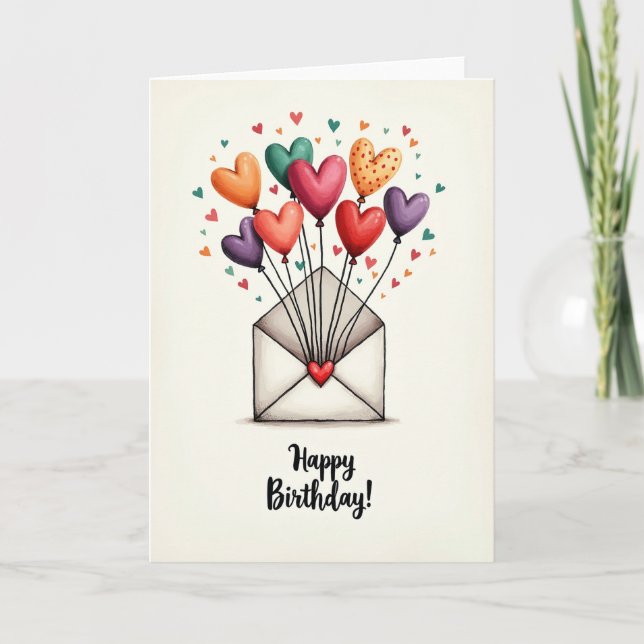 Cartes de ballons à cœur joyeux (Devant)