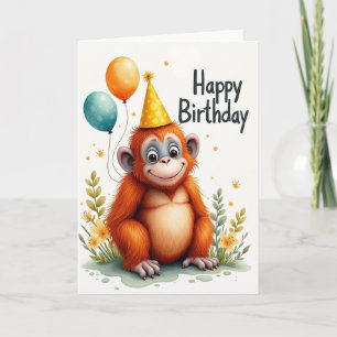 Cartes de ballons singe mignon