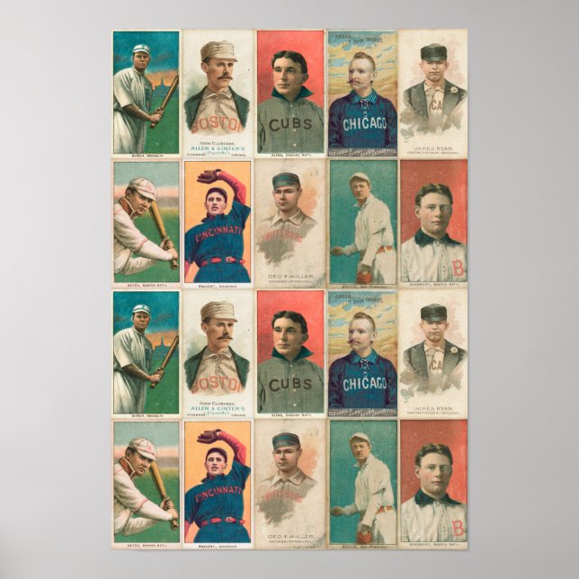 Cartes de base-ball vintages Poster de découpage o (Devant)