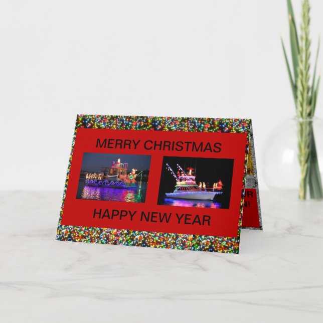 Cartes de bateaux avec des lumières de Noël (Devant)