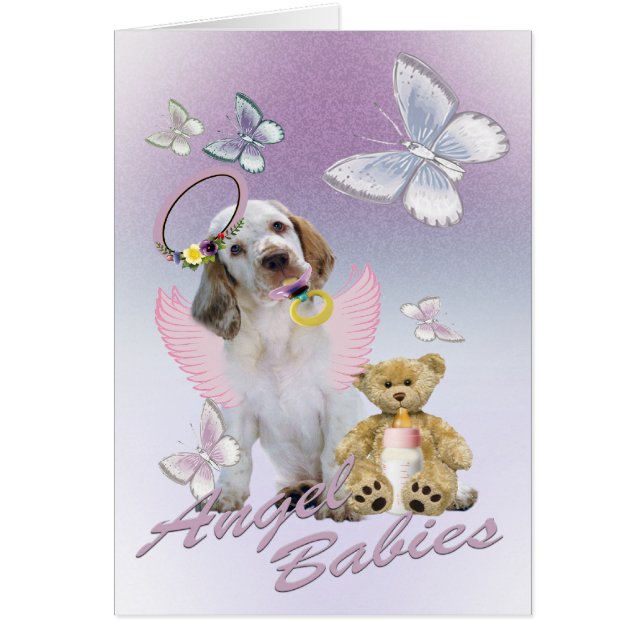 Cartes de bébé d'ange d'épagneul de Clumber (Devant)