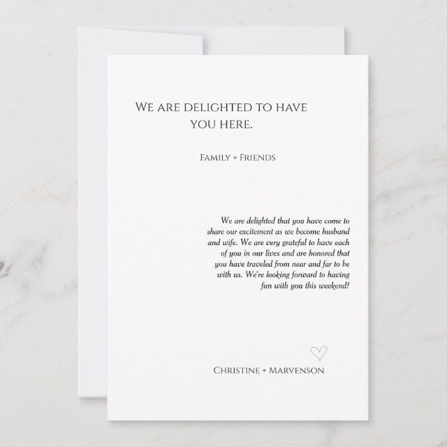 Cartes de bienvenue et d'itinéraire de mariage de  (Devant)
