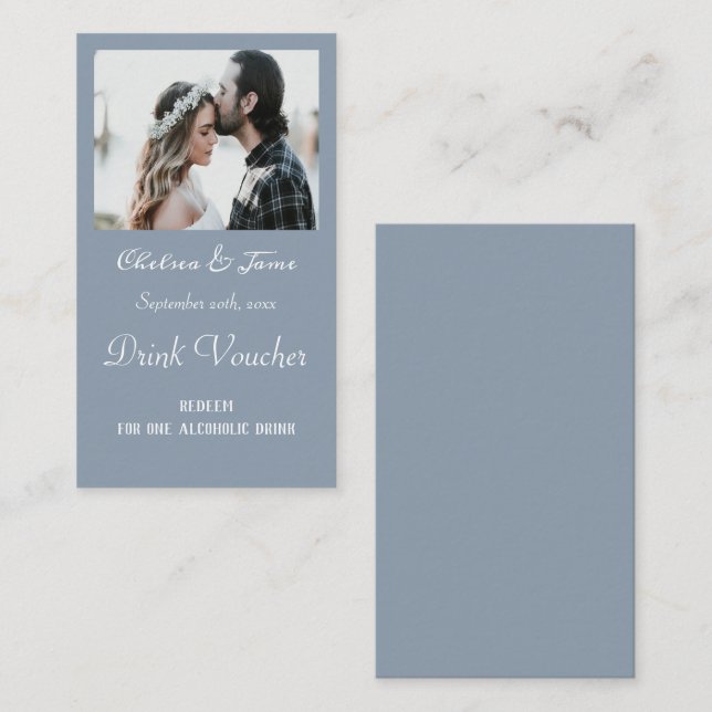Cartes de Billets de Boisson de Mariage Photo Simp (Devant / Derrière)