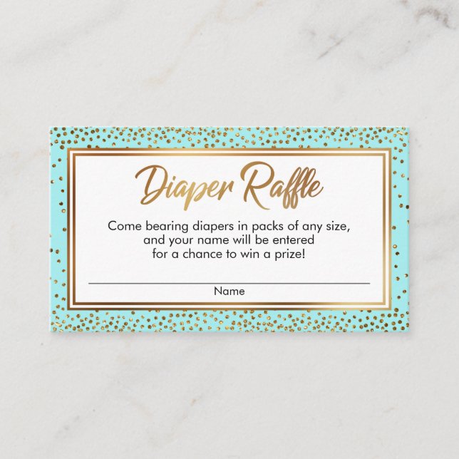 Cartes de billets de tombola pour couches confetti (Devant)