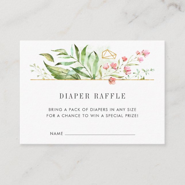 Cartes de billets Wild Floral Baby shower Diaper (Devant)