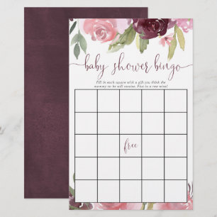 Cartes de bingo à baby shower floral roux