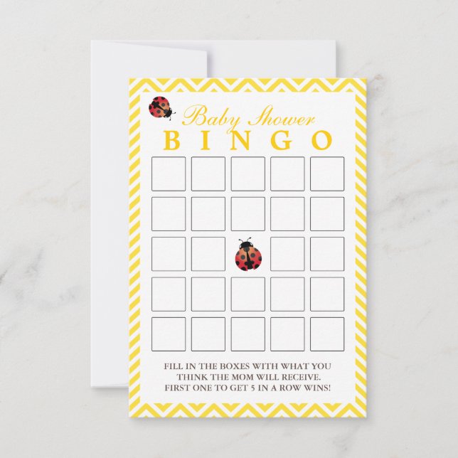 Cartes de bingo de Baby shower de Chevron Jaune La (Devant)