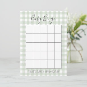 Cartes de Bingo de Baby shower Green En vichy