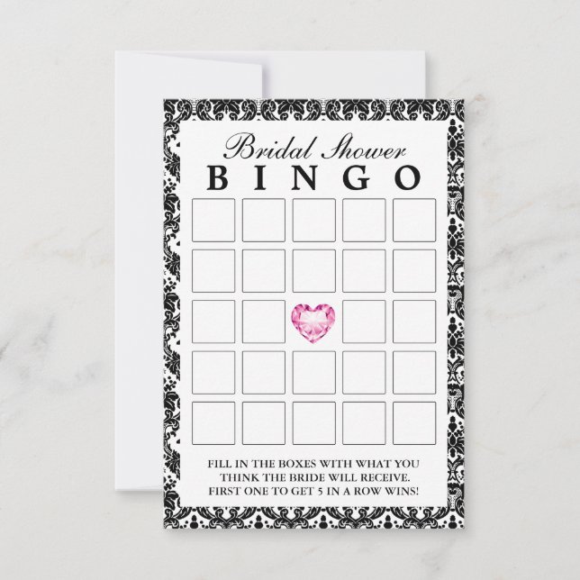 Cartes de Bingo de Coeur Diamant Classé Damask (Devant)