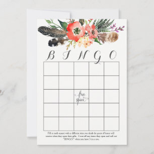 Cartes de Bingo de douche aux fleurs aquarelles bo
