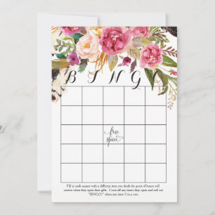 Cartes de Bingo de douche aux fleurs aquarelles bo