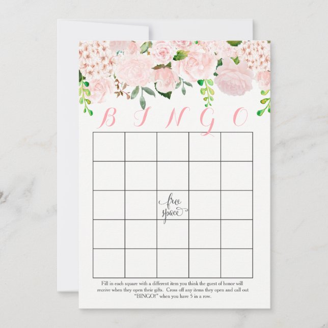 Cartes de bingo de douche de mariée florale (Devant)