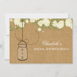 Cartes de bingo de douche Rose Rustique Burlap