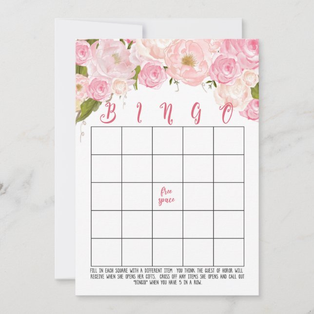 Cartes de Bingo de Fêtes des mariées florales (Devant)