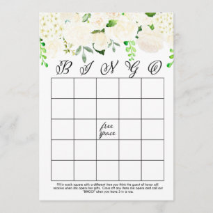 Cartes de Bingo de Fêtes des mariées Florales blan