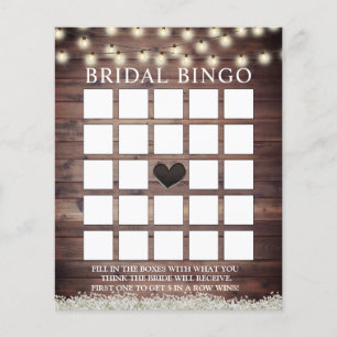 Cartes de Bingo de Mariage en Bois de Grange à Fle