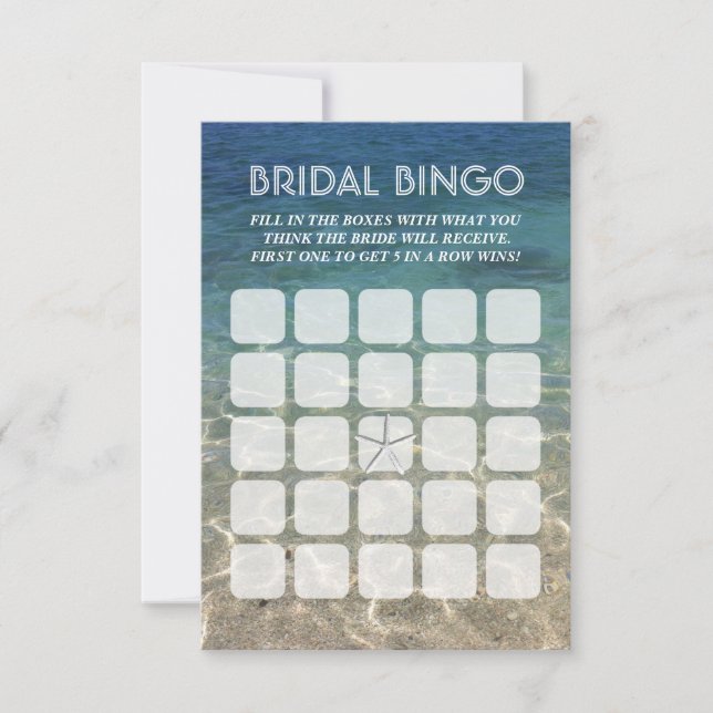 Cartes de Bingo de Mariage Étoiles de Mer Plage d' (Devant)