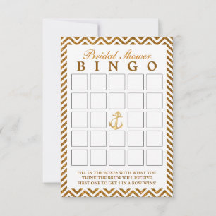 Cartes de Bingo de Mariage Zigzag Pailleté Or Mari