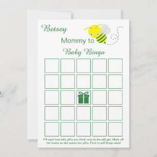 Cartes de Bingo en Baby shower vierge avec Bumbleb