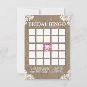 Cartes de bingo en toile de jute pour mariage rétr