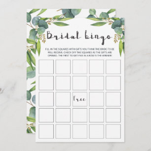 Cartes de bingo Feuilles modernes Eucalyptus