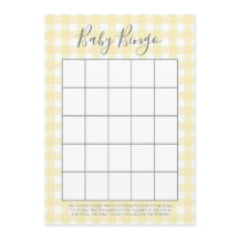 Cartes de Bingo Jaune En vichy Baby shower