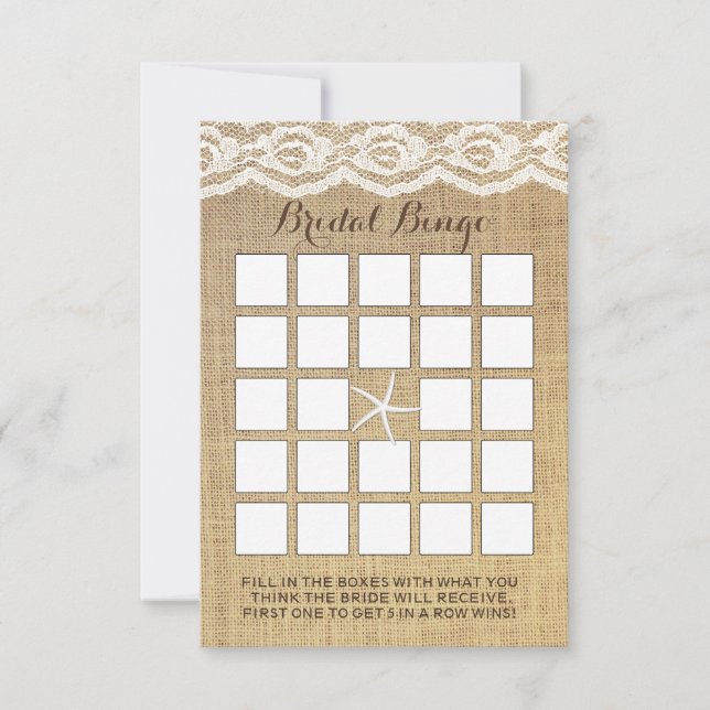 Cartes de Bingo Mariage Étoile de Mer Élégante Den (Devant)