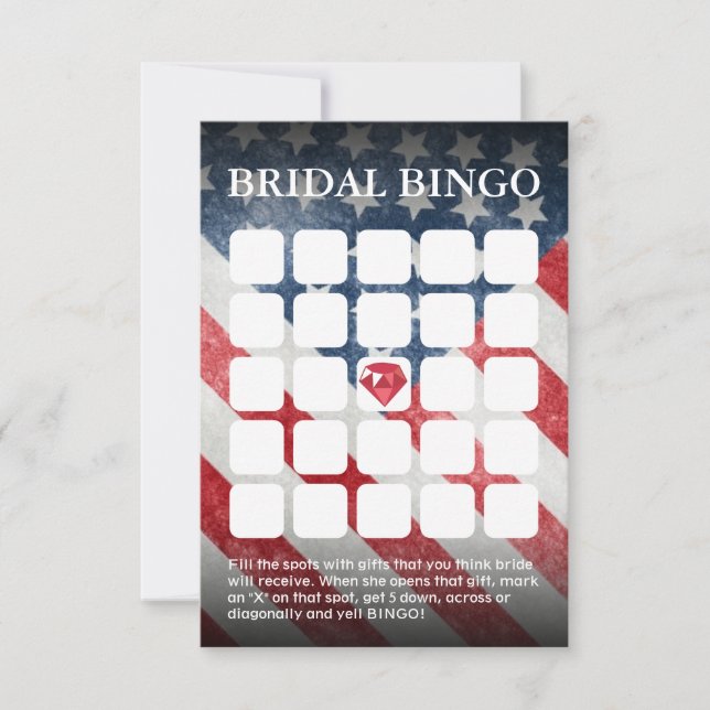 Cartes de bingo Mariage/Fête de l'mariée du drapea (Devant)